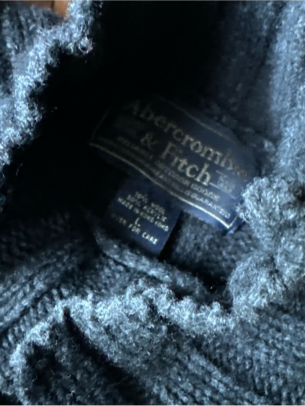 Abercrombie & Fitch Vintage Men Sweater Wool Blend Size L Mock Neck Y2K Charcoal - Picture 3 of 6